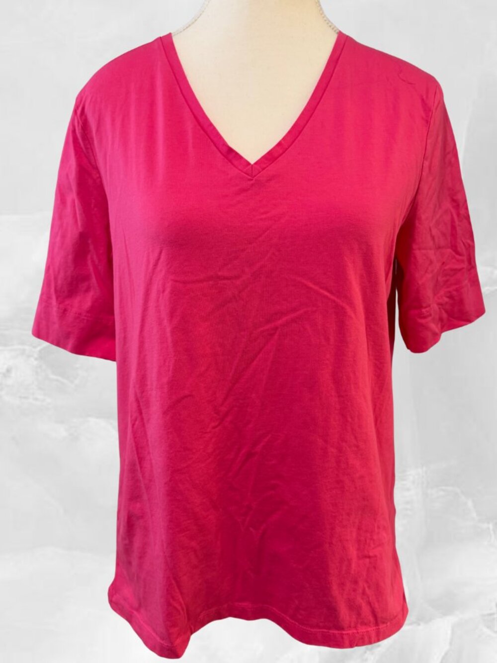 Jones New York Pink V-neck T-shirt Sz L